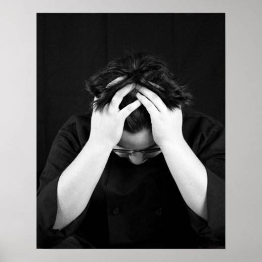 Black & White Young Man Head in Hands 16x20 Poster (Voorkant)