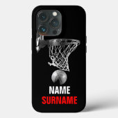 Black White Your Name Surname Basketball Case-Mate iPhone Case (Achterkant)