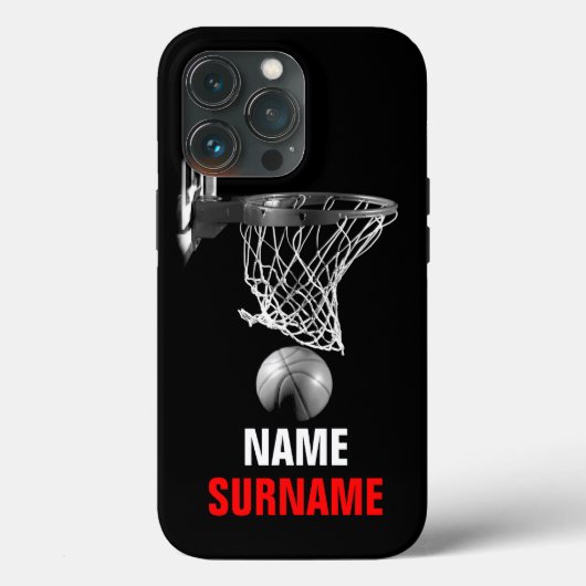 Black White Your Name Surname Basketball Case-Mate iPhone Case (Achterkant)