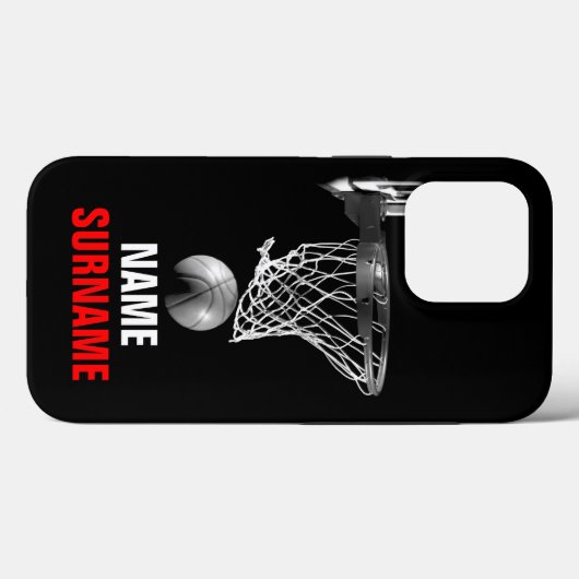 Black White Your Name Surname Basketball Case-Mate iPhone Case (Achterkant (horizontaal))