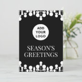 Black & White Zakelijke vakantie Kaart | Logo (Staand voorkant)