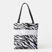 Black White Zebra Animal Print Initiaal Monogram Tote Bag (Achterkant)