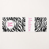 Black White Zebra Animal Trendy Monogram Yoga Mat (Voorkant (horizontaal))