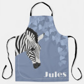 Black White Zebra Blue Ivy naam toevoegen Schort (Voorkant)