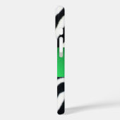 BLACK WHITE ZEBRA FUR EMERALD GREEN GEM MONOGRAM Case-Mate iPhone CASE (Achterkant / Links)
