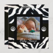 BLACK WHITE ZEBRA FUR Monogram Foto Sjabloon Kaart (Voorkant / Achterkant)