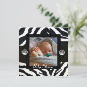 BLACK WHITE ZEBRA FUR Monogram Foto Sjabloon Kaart (Staand voorkant)