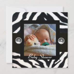 BLACK WHITE ZEBRA FUR Monogram Foto Sjabloon Kaart