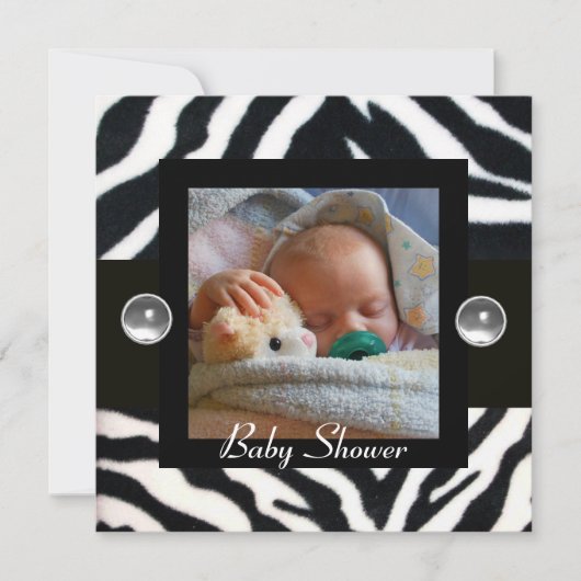 BLACK WHITE ZEBRA FUR Monogram Foto Sjabloon Kaart (Voorkant)