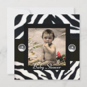 BLACK WHITE ZEBRA FUR Monogram Foto Sjabloon Kaart (Voorkant)