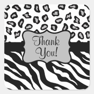 Black White Zebra leopard Skin Hartelijk dank Vierkante Sticker