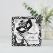 Black White Zebra Masquerade Quinceanera High Hiel Kaart (Staand voorkant)