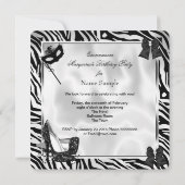 Black White Zebra Masquerade Quinceanera High Hiel Kaart (Achterkant)