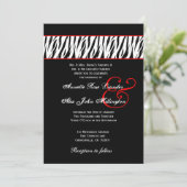 Black White Zebra Red Accents Wedding Z002 Kaart (Staand voorkant)