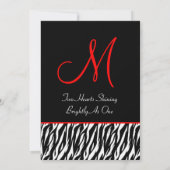 Black White Zebra Red Accents Wedding Z002 Kaart (Achterkant)