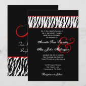 Black White Zebra Red Accents Wedding Z002 Kaart (Voorkant / Achterkant)