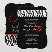 Black White Zebra Red Accents Wedding Z002A Kaart (Voorkant / Achterkant)