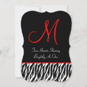 Black White Zebra Red Accents Wedding Z002A Kaart (Achterkant)