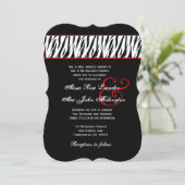 Black White Zebra Red Accents Wedding Z002A Kaart (Staand voorkant)