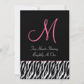 Black White Zebra roze accenten Weddenschap metall Kaart (Achterkant)