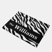Black White Zebra Skin Pattern Name Persoonlijk Deurmat (Schuin)