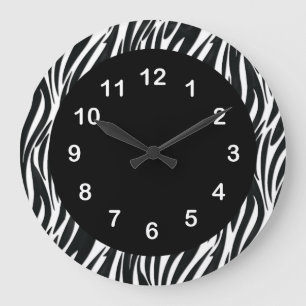 Black White Zebra Stripe 2-ronde wandklok
