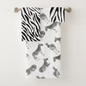 Black White Zebra Stripe Animal Patroon Bad Handdoek (Insitu)
