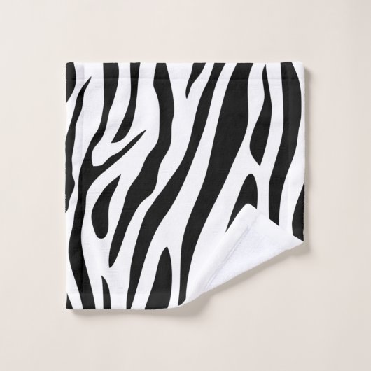 Black White Zebra Stripe Animal Patroon Bad Handdoek (Wasdoekje)