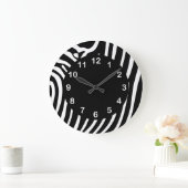 Black White Zebra Stripe Animal Print Grote Klok (Huis)