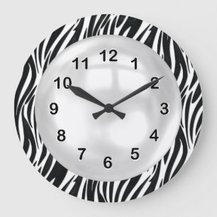 Black White Zebra Stripe wandklok