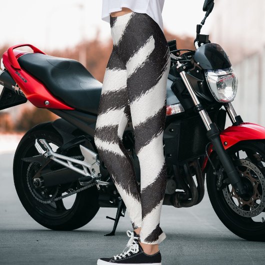 Black White Zebra Stripes Pattern Wildlife Animal Leggings