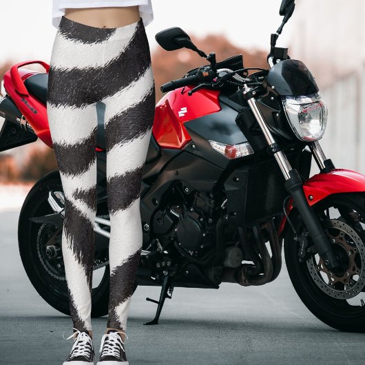 Black White Zebra Stripes Pattern Wildlife Animal Leggings