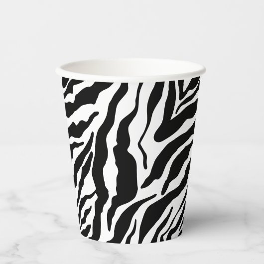 Black& White Zebra Stripes Safari Animal Print Papieren Bekers (Voorkant)