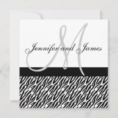 Black White Zebra Stripes Wedding Invitation Kaart (Voorkant)