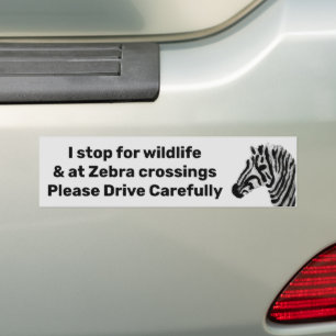 Black White Zebra Wildlife Drive voorzichtig Bumpersticker