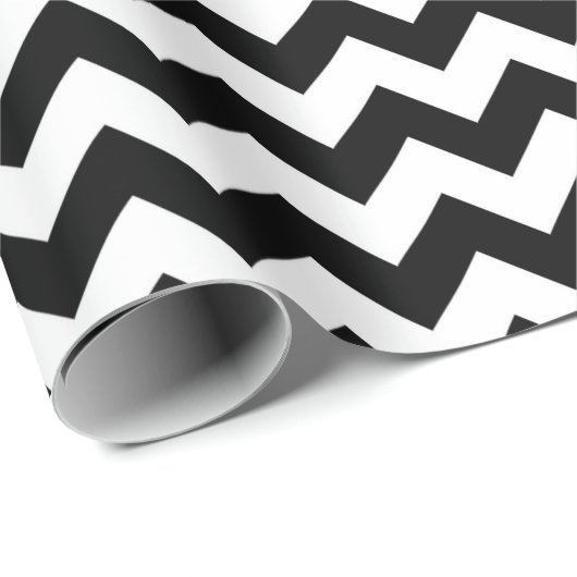 Black White Zigzag Chevron Pattern Cadeaupapier (Rol Hoek)