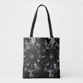 Black + White Zodiac Astrological Signs on a Tote Bag (Voorkant)