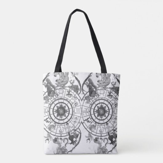 Black + White Zodiac Astrological Signs on a Tote Bag (Achterkant)