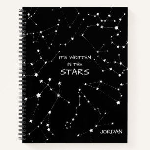 Black White Zodiac Constellation Personalized Notitieboek