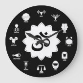 Black & White Zodiac - Vedic Signs with OM Symbol Grote Klok (Voorkant)