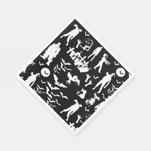 Black & White Zombie Collage Halloween Servetten (Hoek)