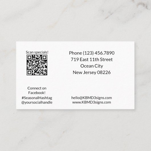 Black & White Zomer Zonneseizoen Dank u Visitekaartje (Achterkant)