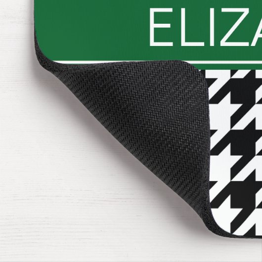 Black Whoundstooth #2 Forest Grn Name Monogram Muismat (Hoek)