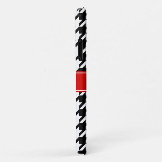 Black Whoundstooth #2 Monogram met rode naam Case-Mate iPhone Case (Achterkant/rechts)