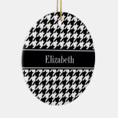 Black Whoundstooth Black Name Monogram Keramisch Ornament (Rechts)