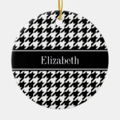 Black Whoundstooth Black Name Monogram Keramisch Ornament (Voorkant)