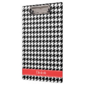 Black Whoundstooth Coral Red Name Monogram Klembord (Links)