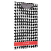 Black Whoundstooth Coral Red Name Monogram Klembord (Rechts)