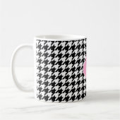 Black Whoundstooth Pink Quatrefoil Monogram Koffiemok (Links)
