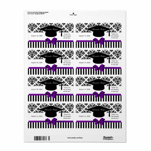 Black Whripe Damask Paars Water Label Afstudeerder (Full Sheet)